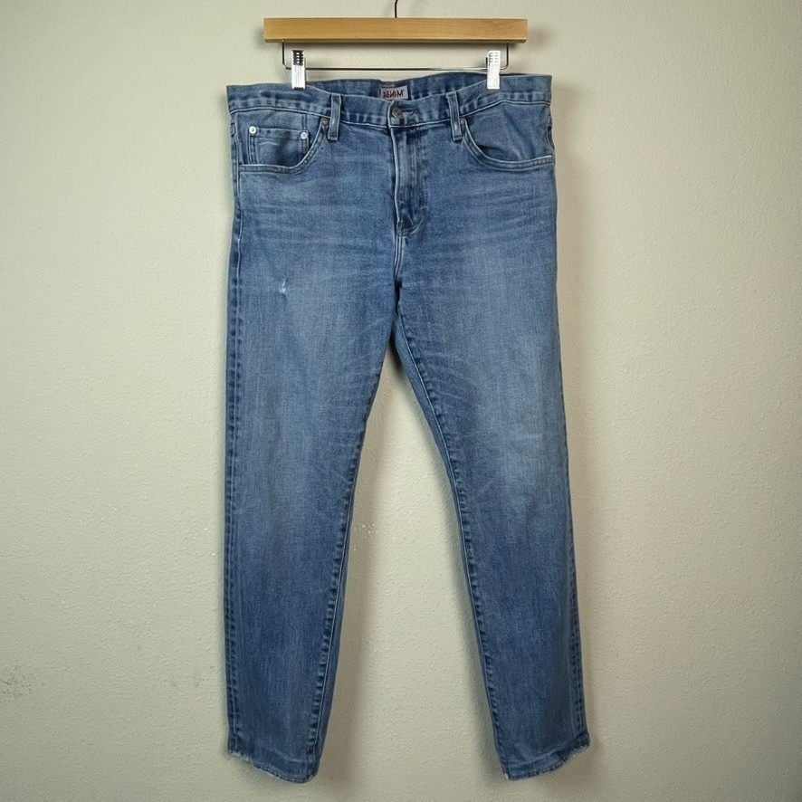 S.M.N. Simple Made Selvedge Mens Slim 36x32 Jeans Medium Wash Blue Denim Usa